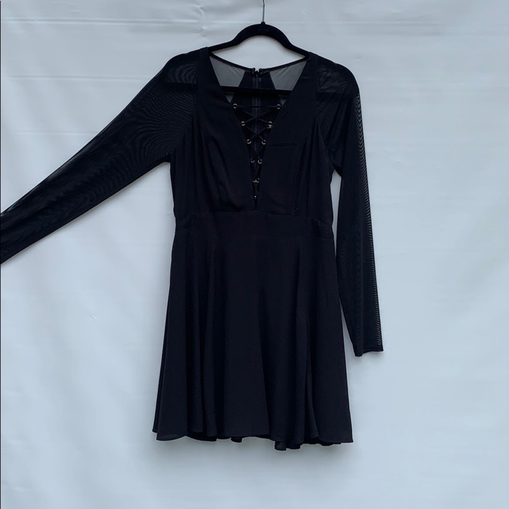 Sheer Black Cocktail Dress Long Sleeve
